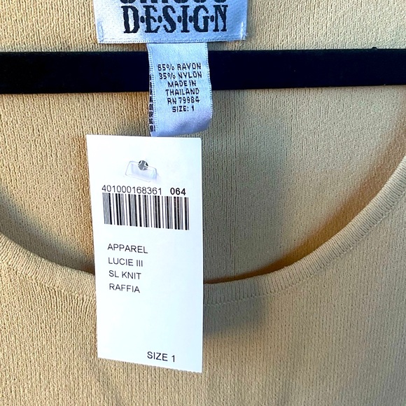 Chico’s Design Apparel Lucie 3 Sleeveless Knit Raffia Yellow; NWT; M/8 - Picture 5 of 10